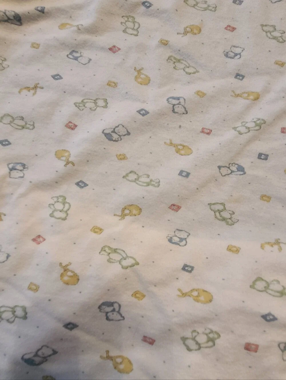 Vintage 2005 Gerber Baby Crib Sheet Teddy Bears Bibs Ducks Letter Blocks